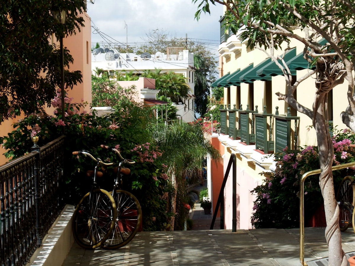 Red bicycle in Old San Juan, Puerto Rico